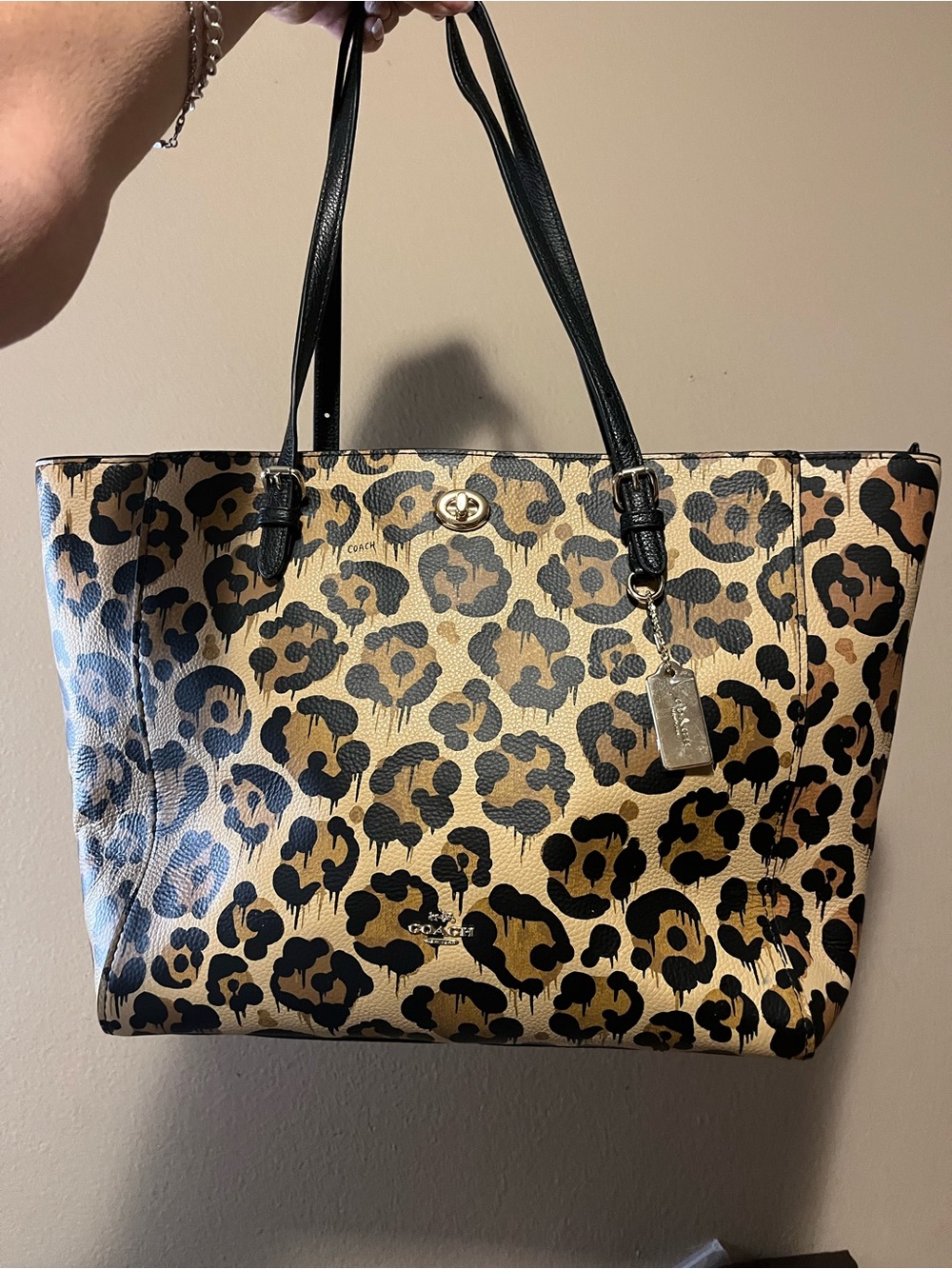 Coach x Gary Baseman Wild Beast Leopard Turnlock XL Tote 36452 2015 Rare